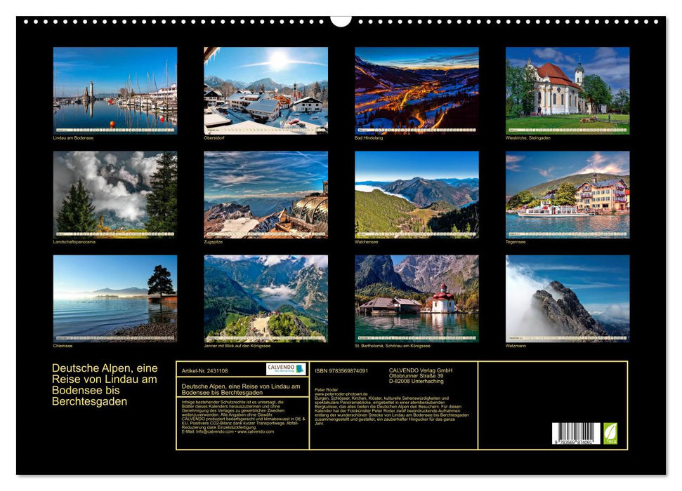 Deutsche Alpen, eine Reise von Lindau am Bodensee bis Berchtesgaden (CALVENDO Wandkalender 2027)