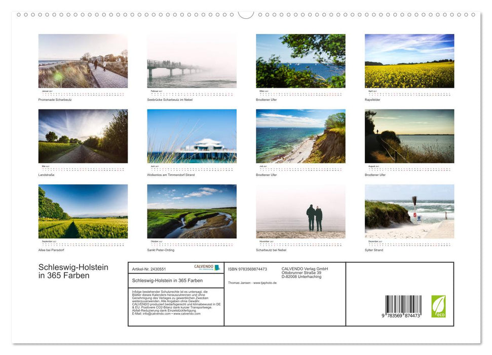 Schleswig-Holstein in 365 Farben (CALVENDO Premium Wandkalender 2027)