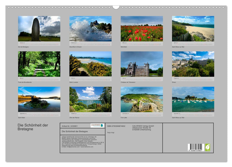 Die Schönheit der Bretagne (CALVENDO Wandkalender 2027)