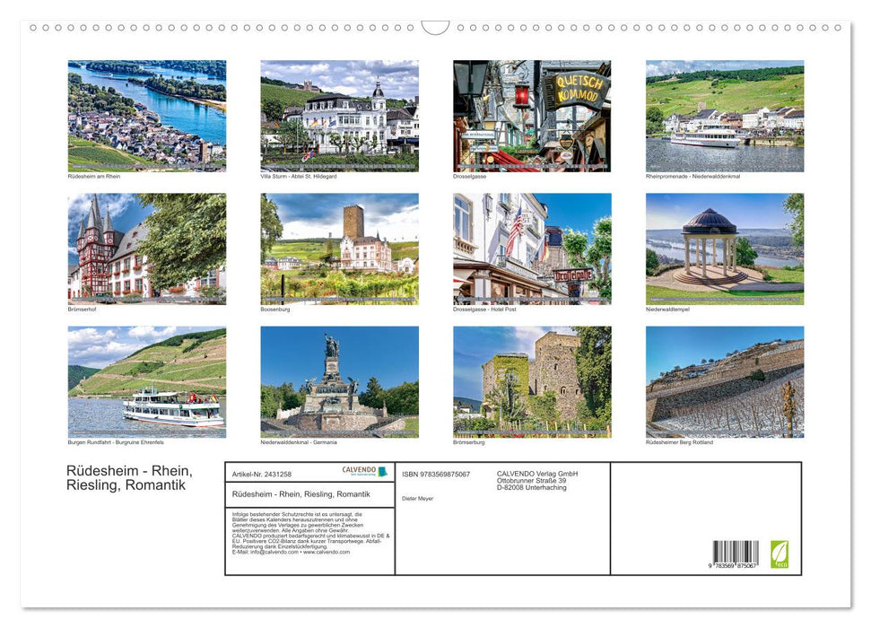 Rüdesheim - Rhein, Riesling, Romantik (CALVENDO Wandkalender 2027)