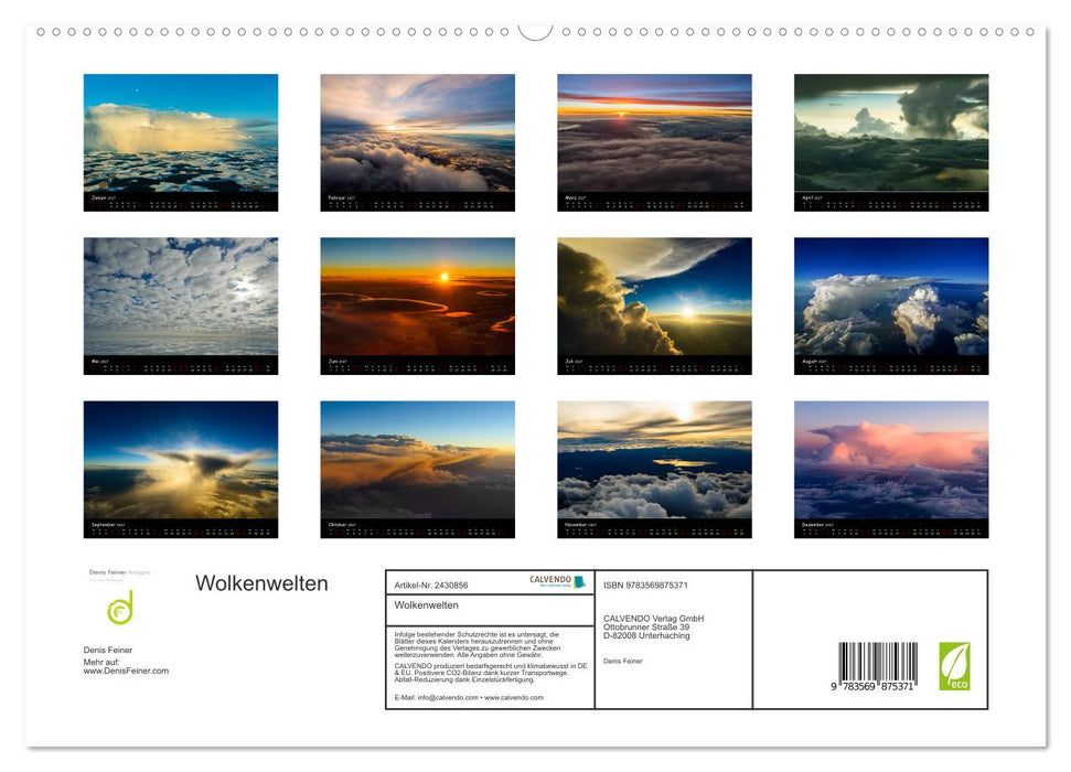 Wolkenwelten (CALVENDO Premium Wandkalender 2027)