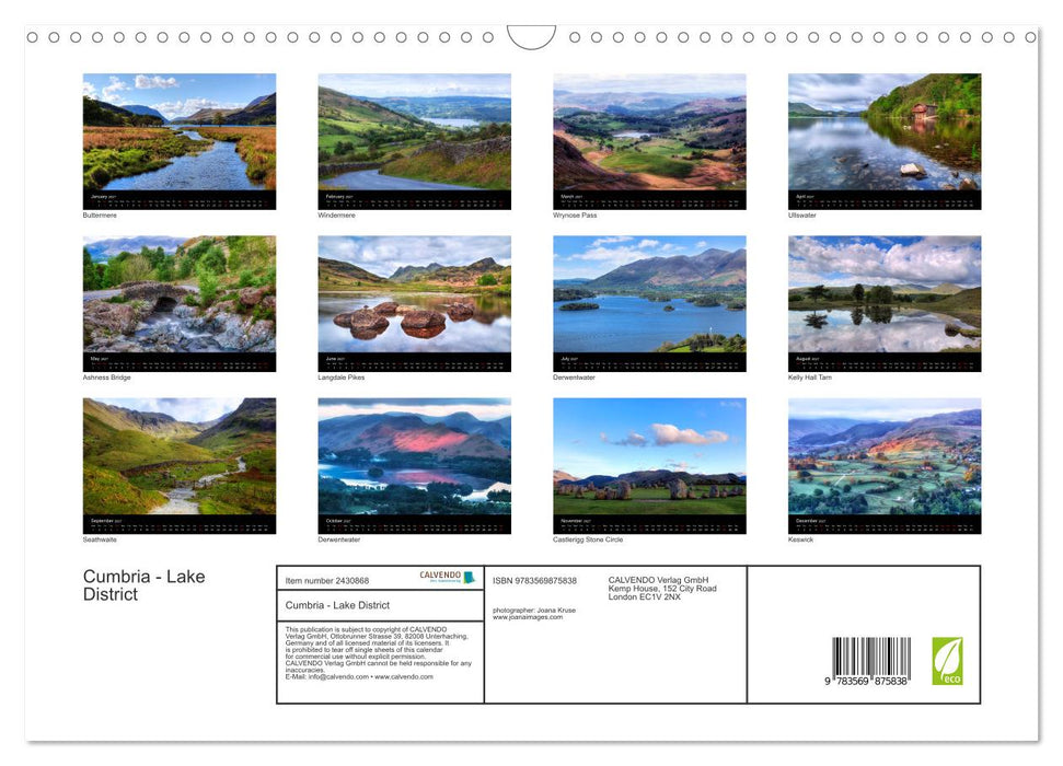 Cumbria - Lake District (CALVENDO Monthly Calendar 2027)