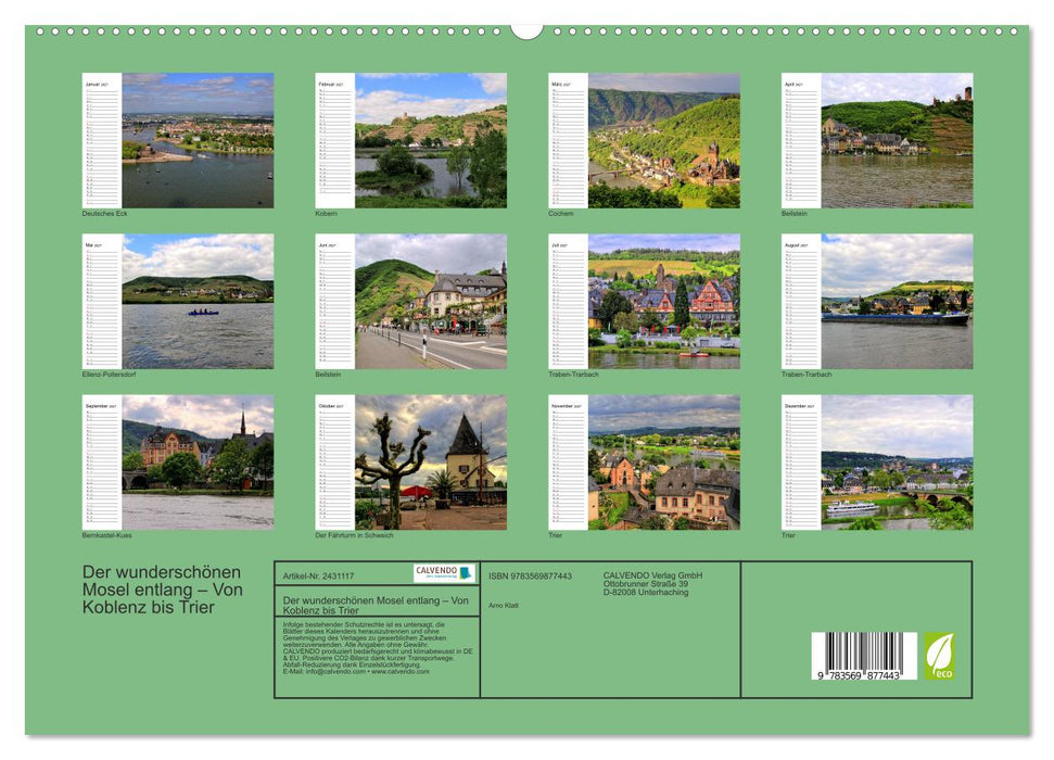 Der wunderschönen Mosel entlang – Von Koblenz bis Trier (CALVENDO Premium Wandkalender 2027)