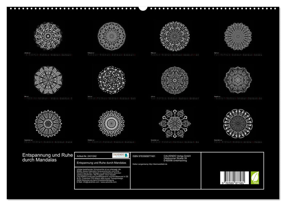 Entspannung und Ruhe durch Mandalas (CALVENDO Premium Wandkalender 2027)