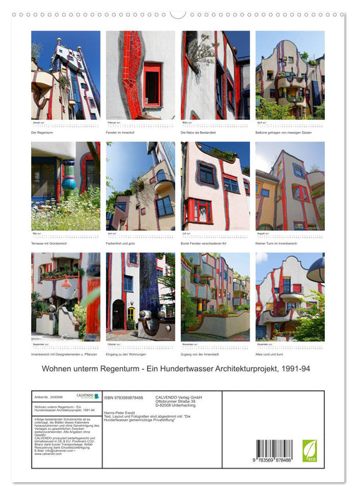 Wohnen unterm Regenturm - Ein Hundertwasser Architekturprojekt, 1991-94 (CALVENDO Premium Wandkalender 2027)