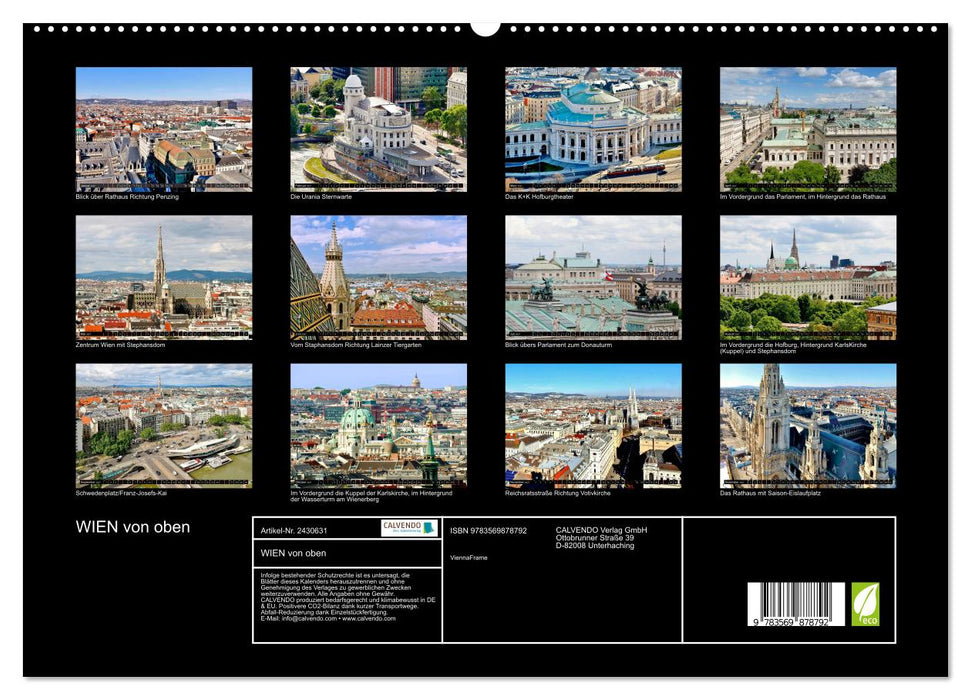 WIEN von oben (CALVENDO Premium Wandkalender 2027)