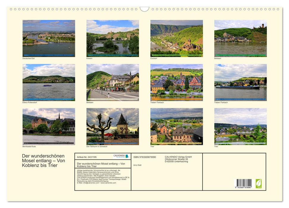 Der wunderschönen Mosel entlang – Von Koblenz bis Trier (CALVENDO Wandkalender 2027)
