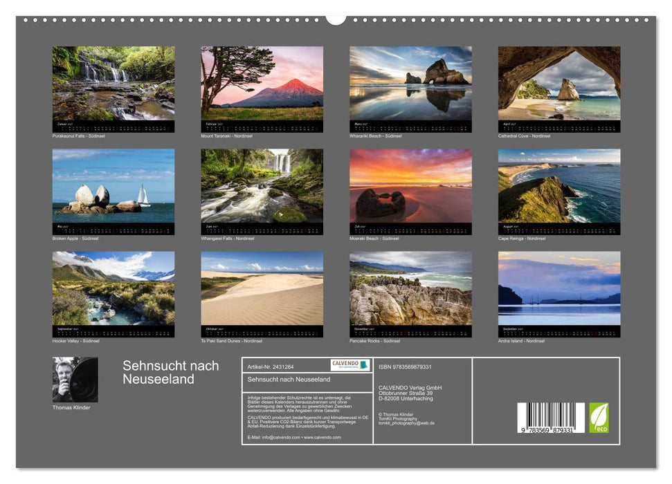 Sehnsucht nach Neuseeland (CALVENDO Premium Wandkalender 2027)