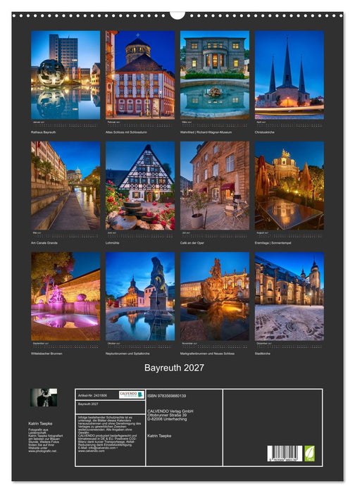 Bayreuth 2027 (CALVENDO Wandkalender 2027)