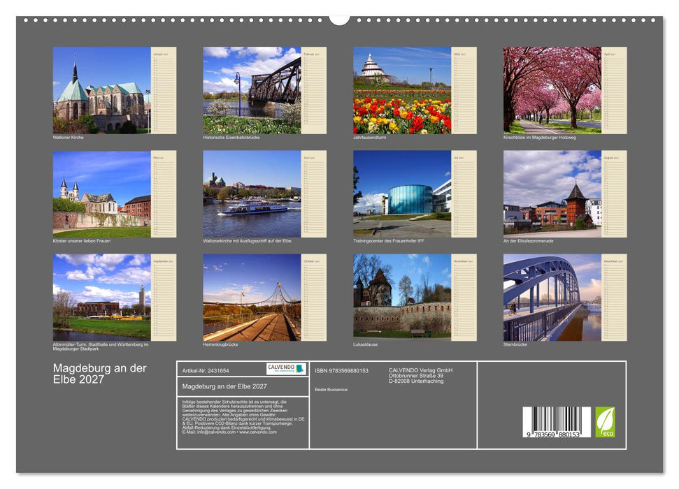 Magdeburg an der Elbe 2027 (CALVENDO Premium Wandkalender 2027)
