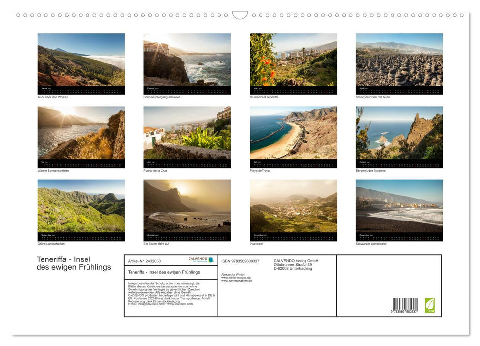 Teneriffa - Insel des ewigen Frühlings (CALVENDO Wandkalender 2027)