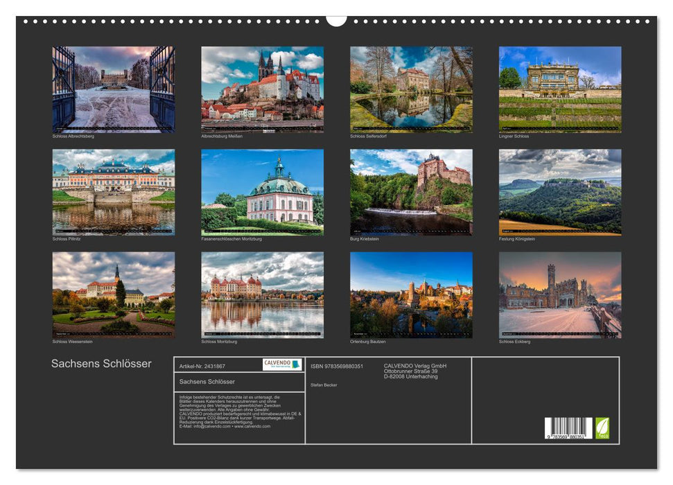 Sachsens Schlösser (CALVENDO Wandkalender 2027)