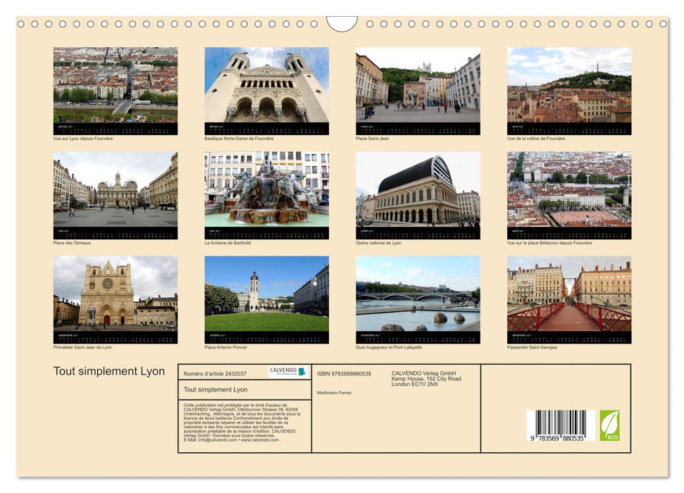 Tout simplement Lyon (CALVENDO Calendrier mensuel 2027)
