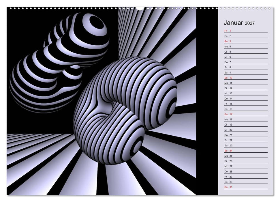 3 Dimensionen - 2 Farben (CALVENDO Wandkalender 2027)