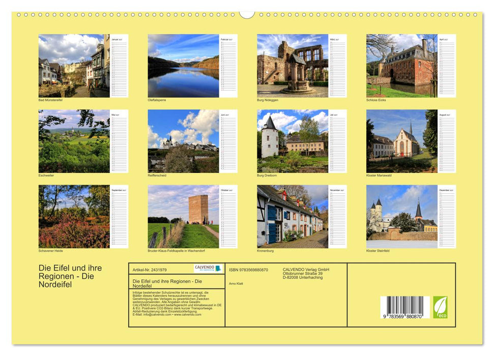 Die Eifel und ihre Regionen - Die Nordeifel (CALVENDO Premium Wandkalender 2027)