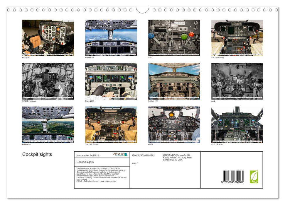 Cockpit sights (CALVENDO Monthly Calendar 2027)