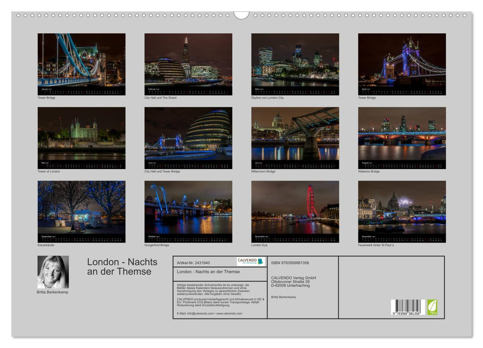 London - Nachts an der Themse (CALVENDO Wandkalender 2027)