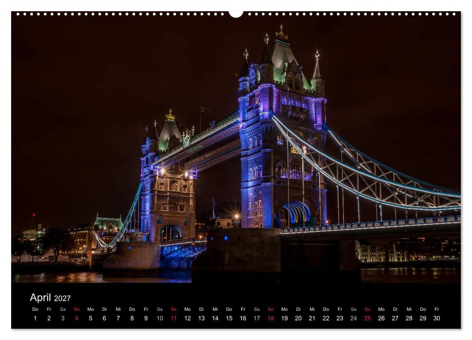 London - Nachts an der Themse (CALVENDO Wandkalender 2027)