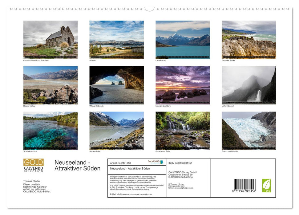 Neuseeland - Attraktiver Süden (CALVENDO Premium Wandkalender 2027)