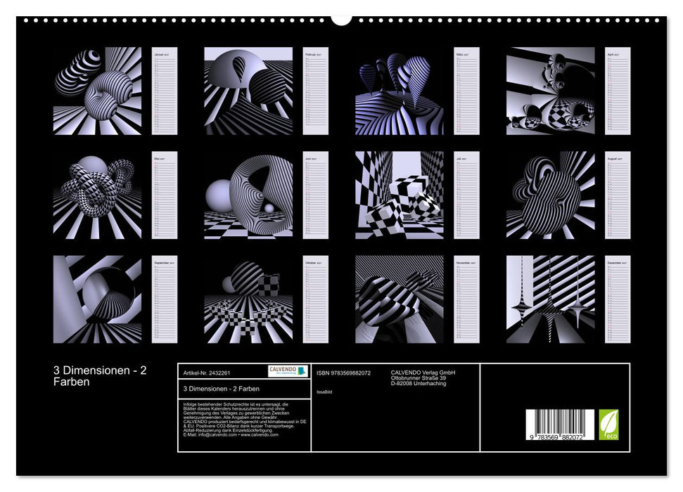3 Dimensionen - 2 Farben (CALVENDO Premium Wandkalender 2027)