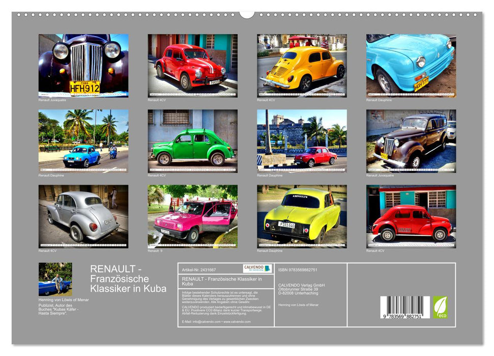 RENAULT - Französische Klassiker in Kuba (CALVENDO Premium Wandkalender 2027)
