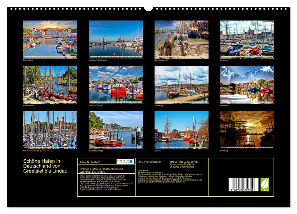 Schöne Häfen in Deutschland von Greetsiel bis Lindau (CALVENDO Premium Wandkalender 2027)