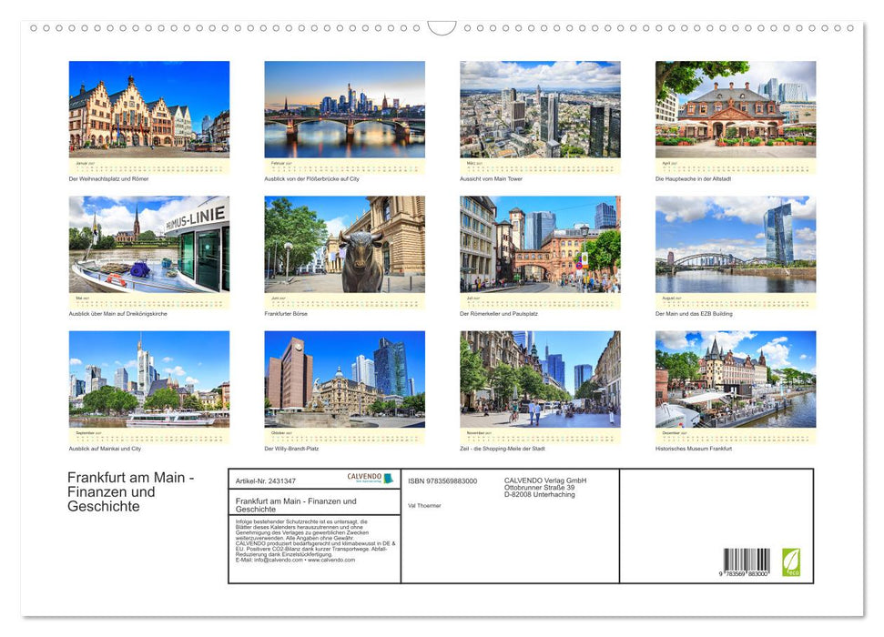 Frankfurt am Main - Finanzen und Geschichte (CALVENDO Wandkalender 2027)