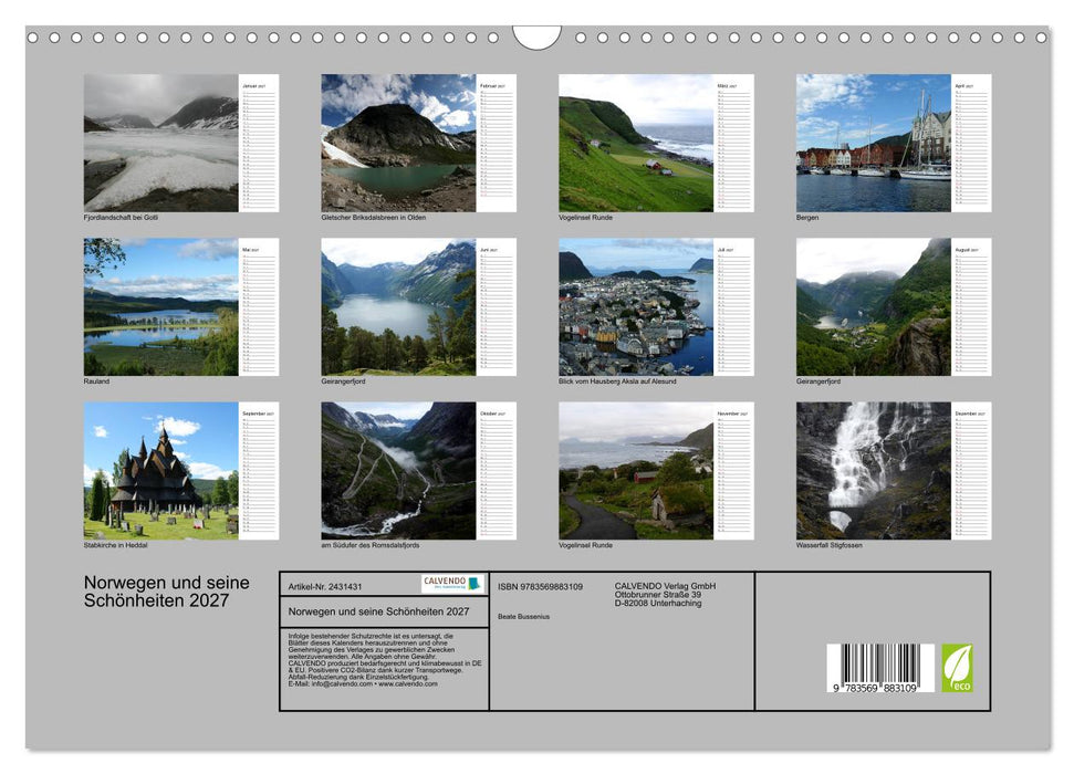 Norwegen und seine Schönheiten 2027 (CALVENDO Wandkalender 2027)