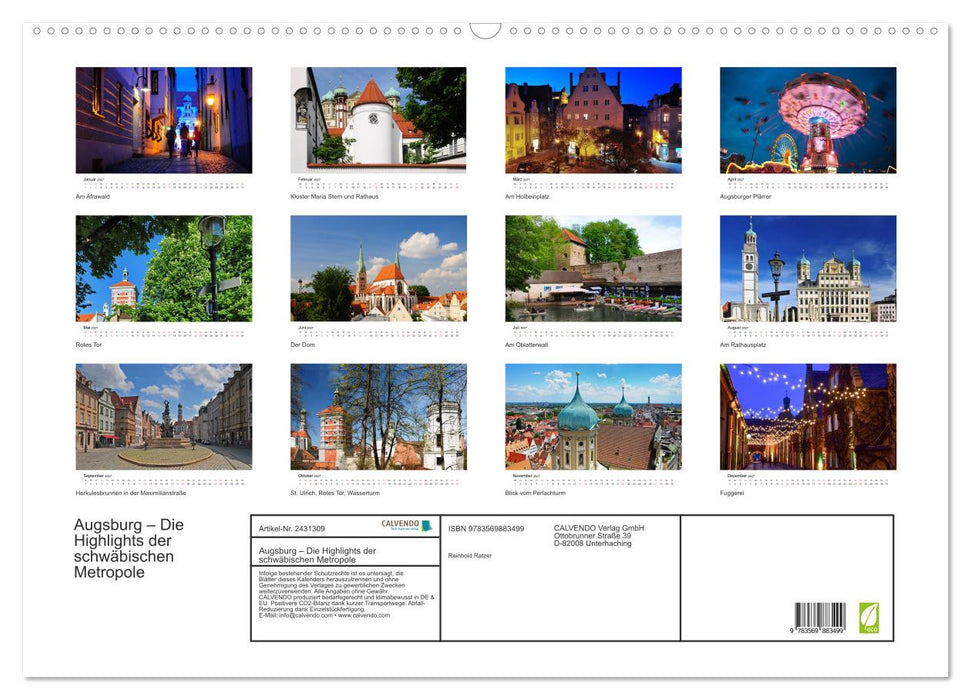 Augsburg – Die Highlights der schwäbischen Metropole (CALVENDO Wandkalender 2027)