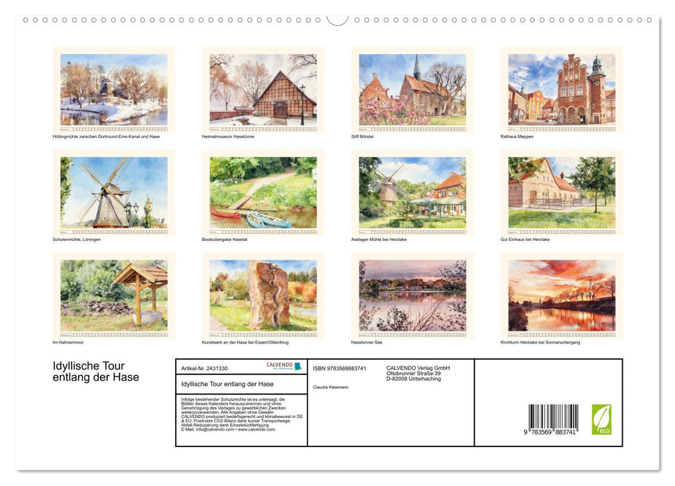 Idyllische Tour entlang der Hase (CALVENDO Premium Wandkalender 2027)