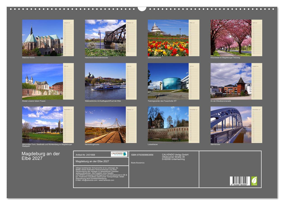 Magdeburg an der Elbe 2027 (CALVENDO Wandkalender 2027)
