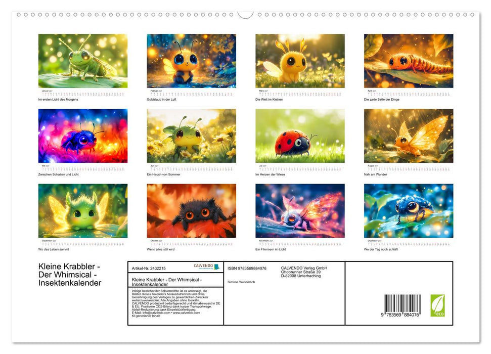 Kleine Krabbler - Der Whimsical - Insektenkalender (CALVENDO Premium Wandkalender 2027)