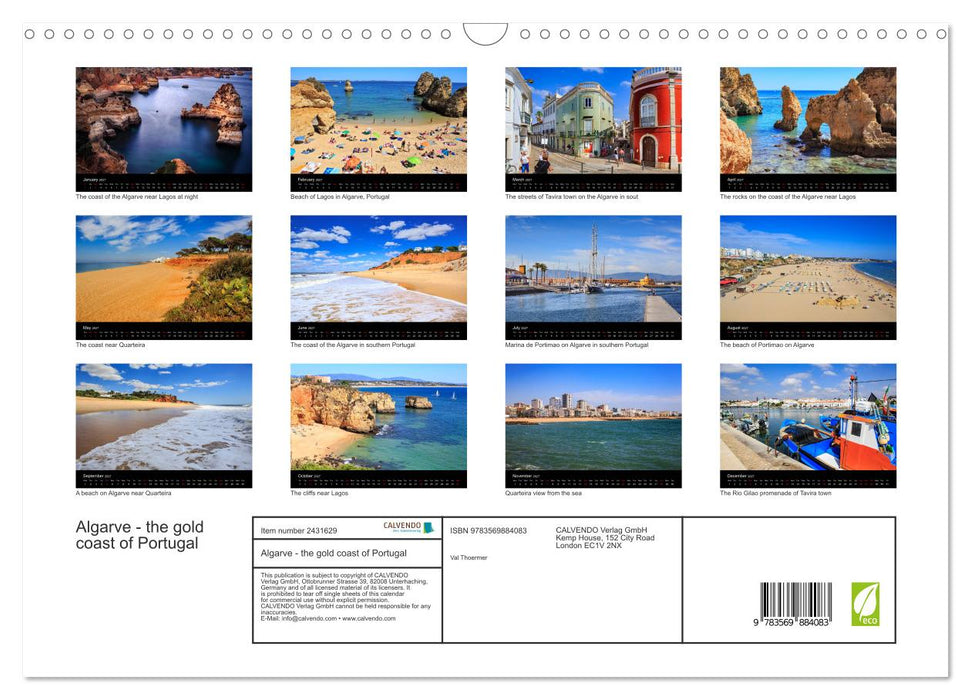 Algarve - the gold coast of Portugal (CALVENDO Monthly Calendar 2027)