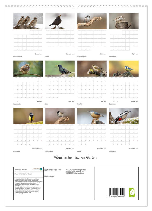 Vögel im heimischen Garten (CALVENDO Premium Wandkalender 2027)