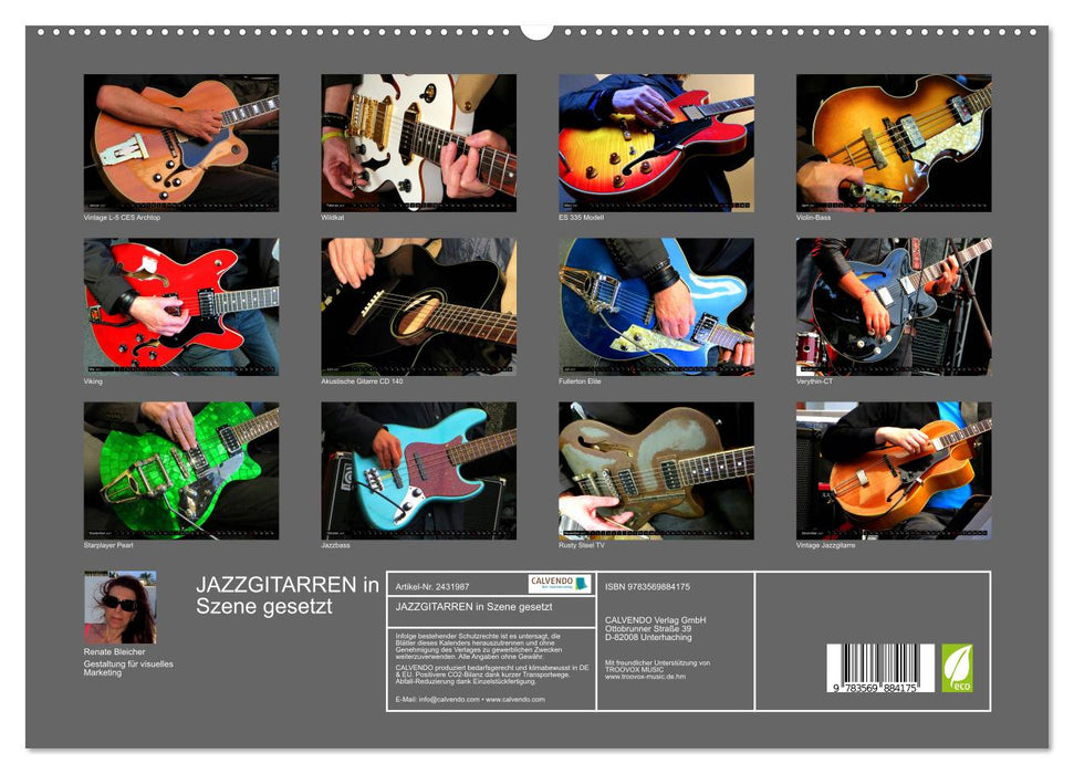 JAZZGITARREN in Szene gesetzt (CALVENDO Premium Wandkalender 2027)