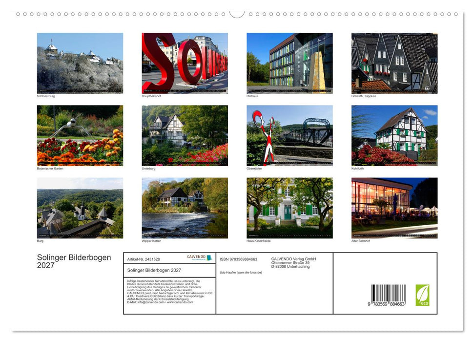 Solinger Bilderbogen 2027 (CALVENDO Premium Wandkalender 2027)
