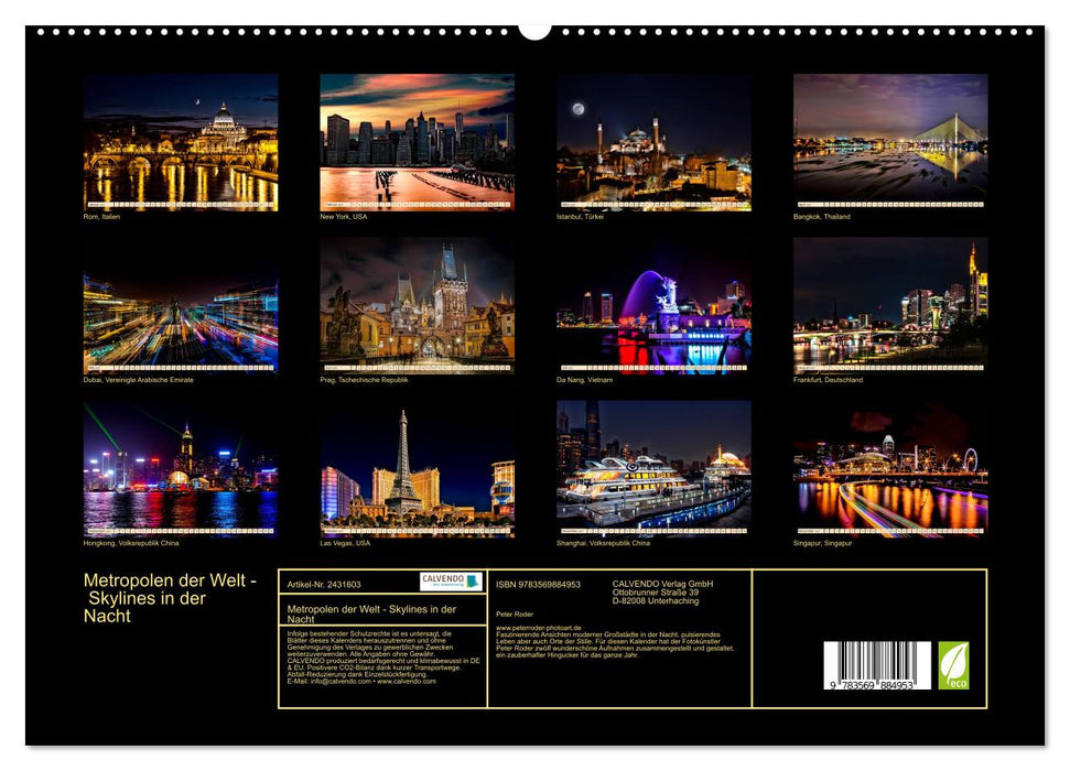 Metropolen der Welt - Skylines in der Nacht (CALVENDO Premium Wandkalender 2027)