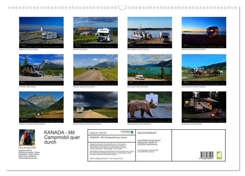 KANADA - Mit Campmobil quer durch (CALVENDO Wandkalender 2027)