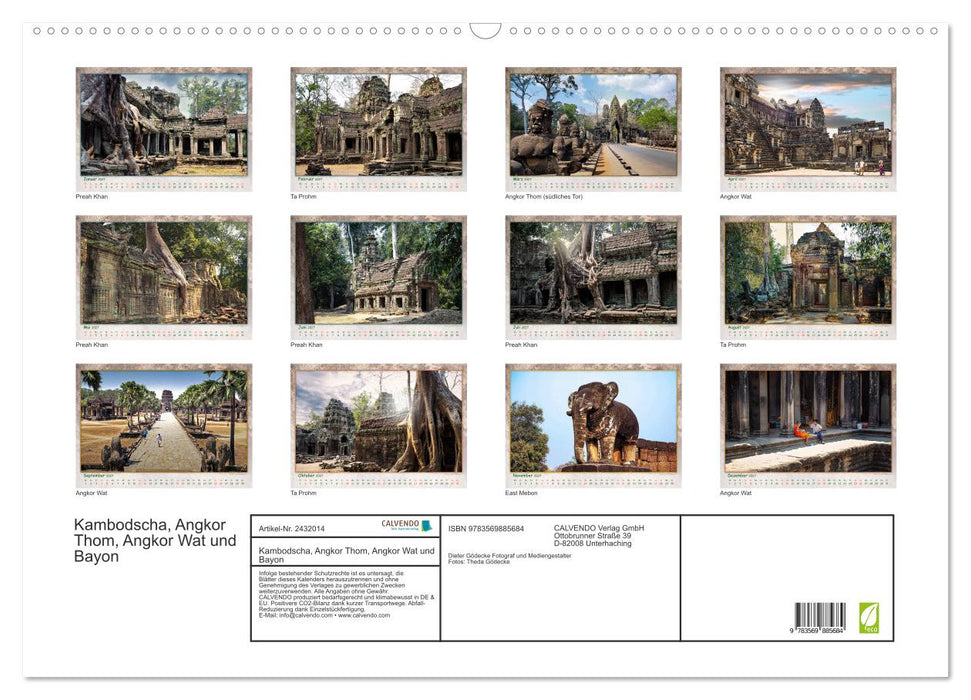 Kambodscha, Angkor Thom, Angkor Wat und Bayon (CALVENDO Wandkalender 2027)