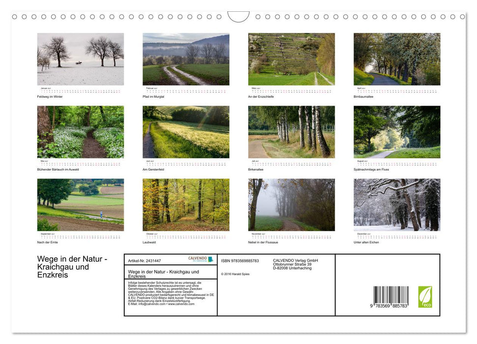 Wege in der Natur - Kraichgau und Enzkreis (CALVENDO Wandkalender 2027)