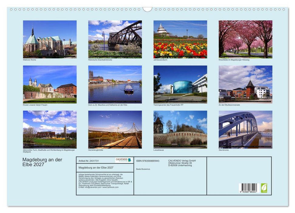 Magdeburg an der Elbe 2027 (CALVENDO Wandkalender 2027)