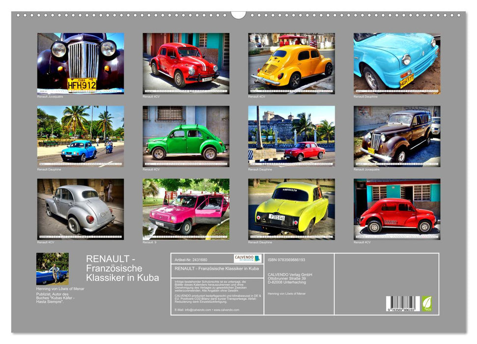 RENAULT - Französische Klassiker in Kuba (CALVENDO Wandkalender 2027)