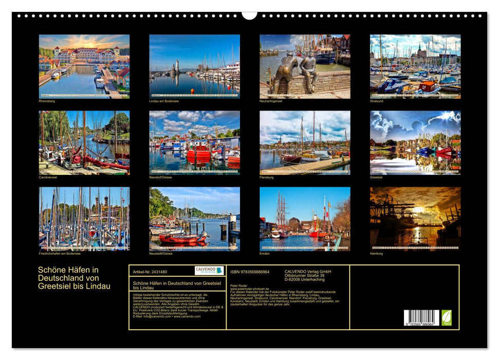 Schöne Häfen in Deutschland von Greetsiel bis Lindau (CALVENDO Wandkalender 2027)
