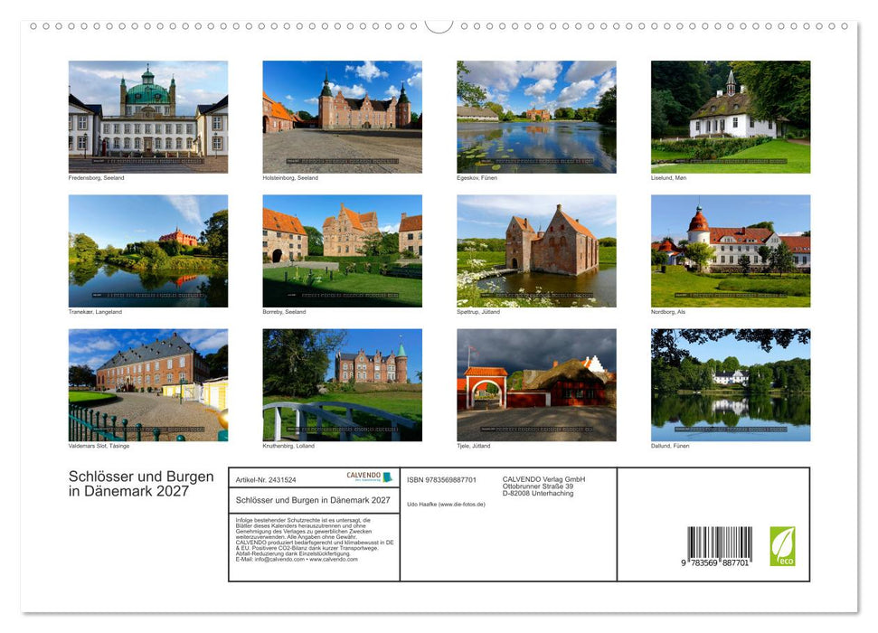 Schlösser und Burgen in Dänemark 2027 (CALVENDO Premium Wandkalender 2027)