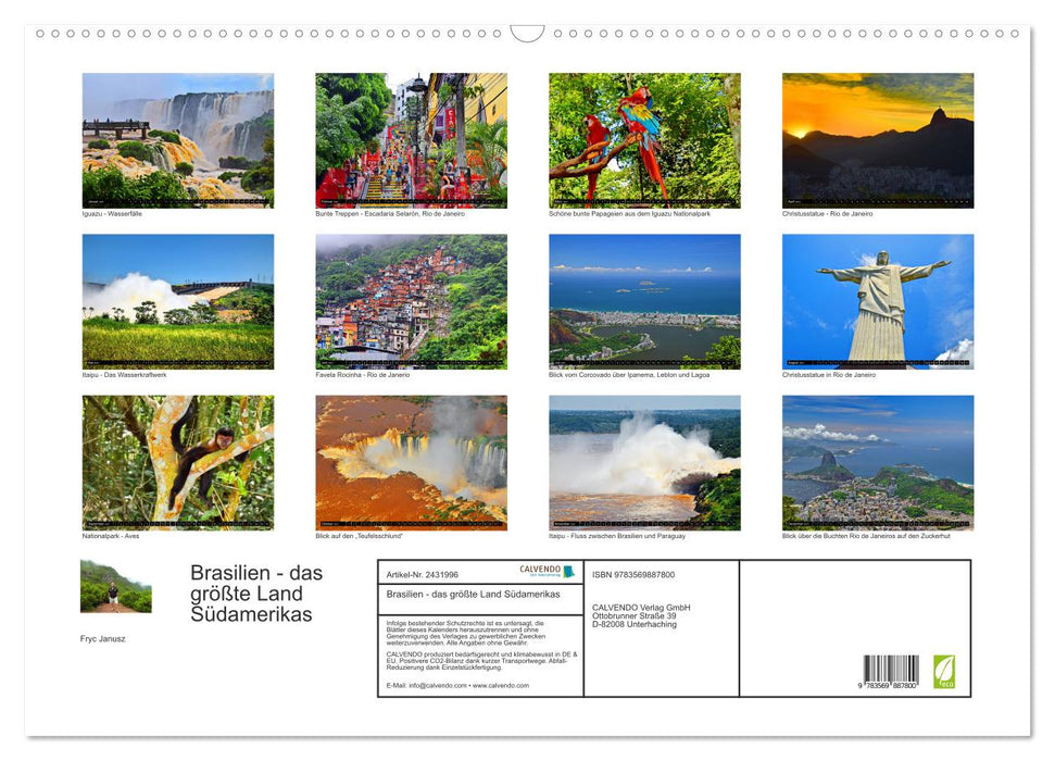 Brasilien - das größte Land Südamerikas (CALVENDO Wandkalender 2027)