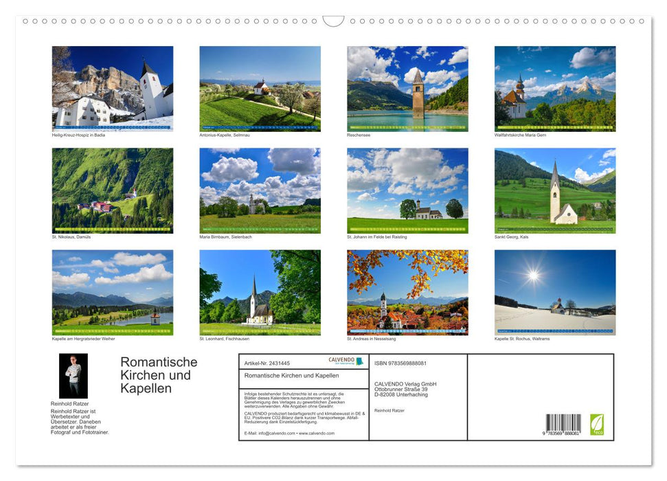 Romantische Kirchen und Kapellen (CALVENDO Wandkalender 2027)