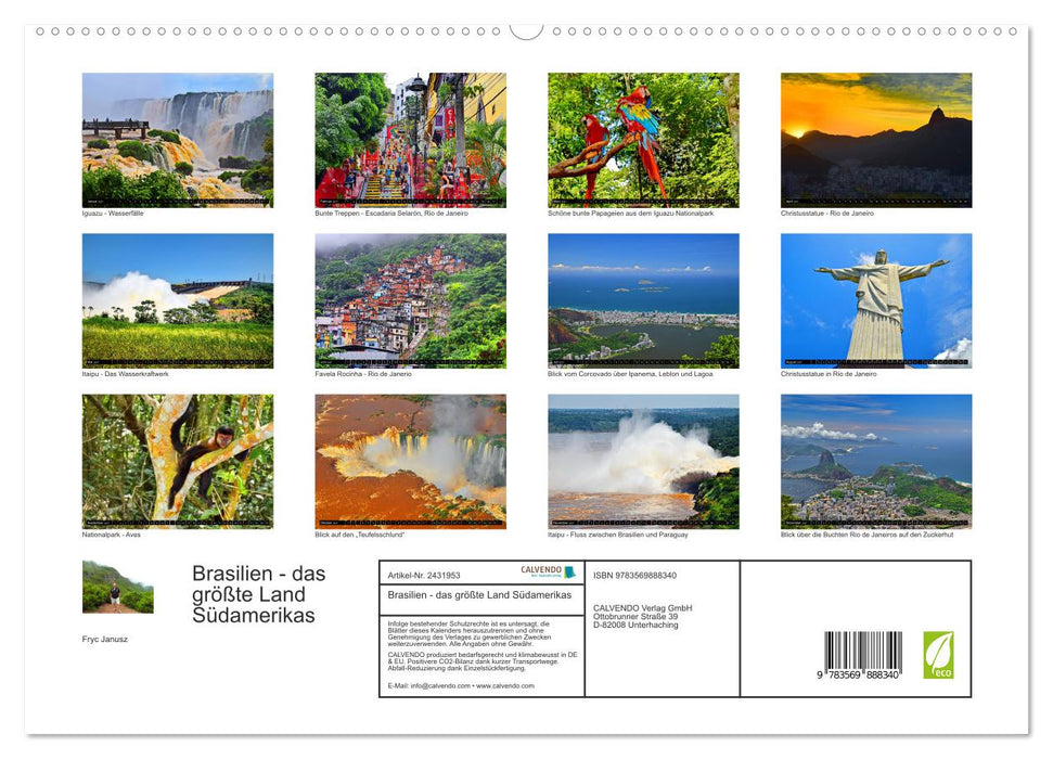 Brasilien - das größte Land Südamerikas (CALVENDO Premium Wandkalender 2027)