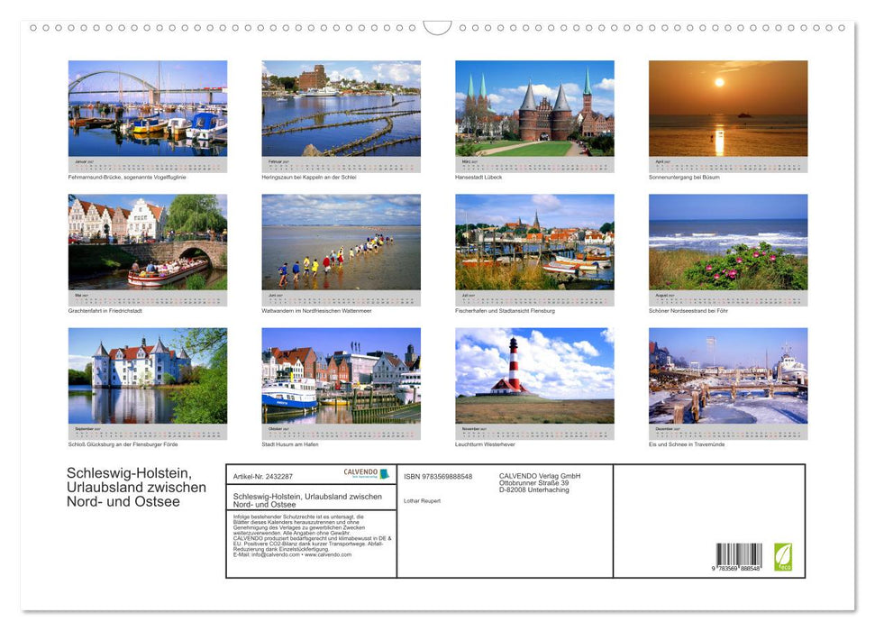 Schleswig-Holstein, Urlaubsland zwischen Nord- und Ostsee (CALVENDO Wandkalender 2027)