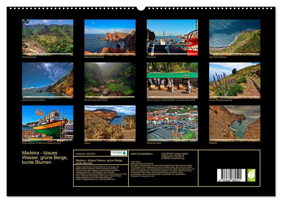 Madeira - blaues Wasser, grüne Berge, bunte Blumen (CALVENDO Premium Wandkalender 2027)