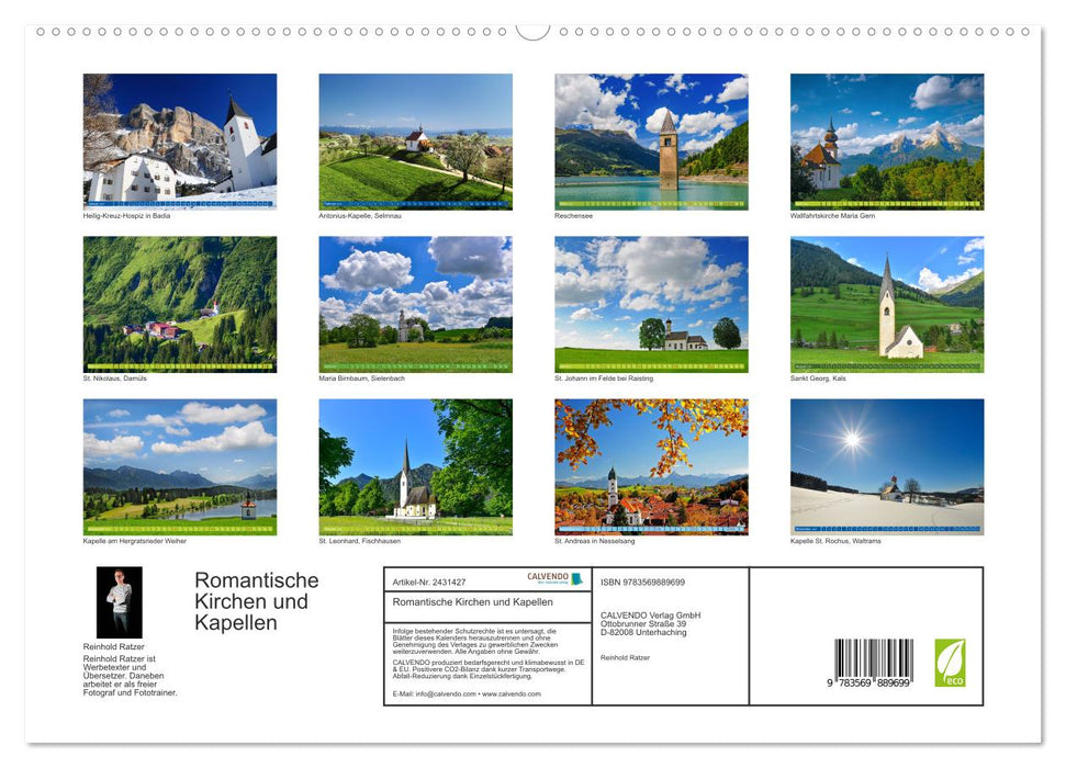 Romantische Kirchen und Kapellen (CALVENDO Premium Wandkalender 2027)